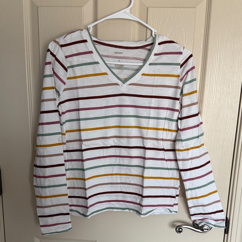 Universal Thread Multicolor Striped V-Neck Top